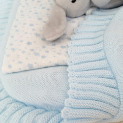 couverture naissance en tricot bébé garçon-detail