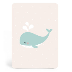 Carte rose avec baleine bleue zu-detail