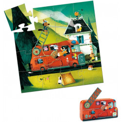 Le puzzle camion de pompiers de la marque Djeco contient 16 grandes pièces.-detail
