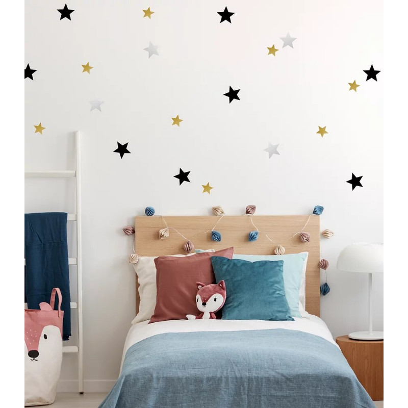 Stickers étoile noir, or et argent pour décorer une chambre d'enfant