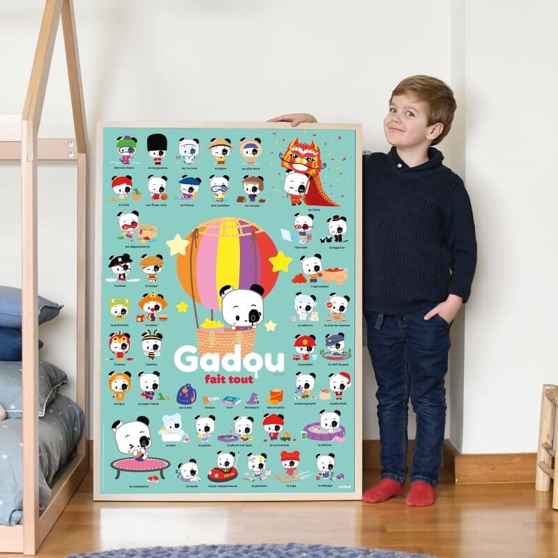 Grand poster avec stickers panda Gadou