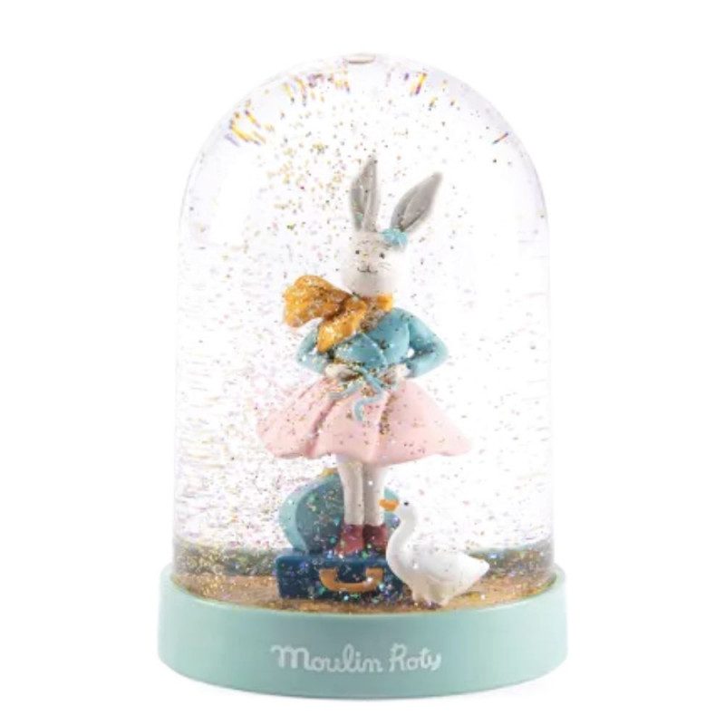 Boule à neige globe avec une figurine lapin en résine - Moulin Roty