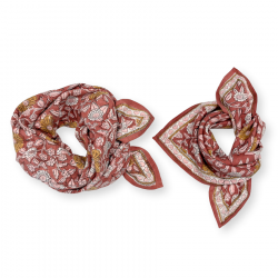 foulard duo Coeur bois de rose de Apaches Collections-detail