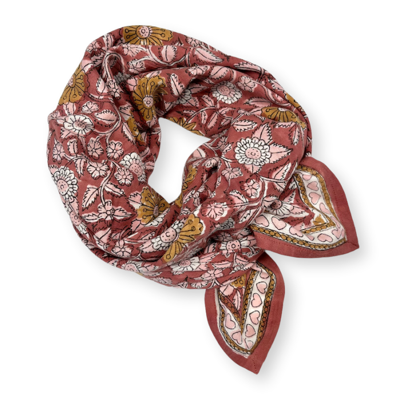 Grand foulard latika | Coeur bois de rose de Apaches Collections