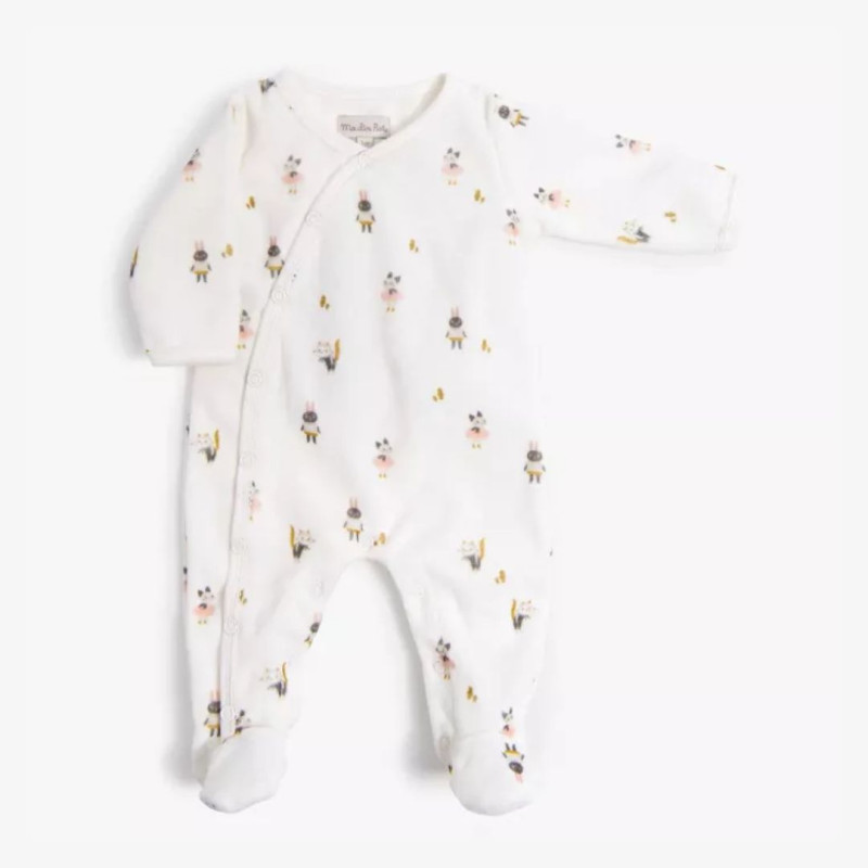Pyjama en velours motif petits personnages, taille 6 mois - Moulin Roty